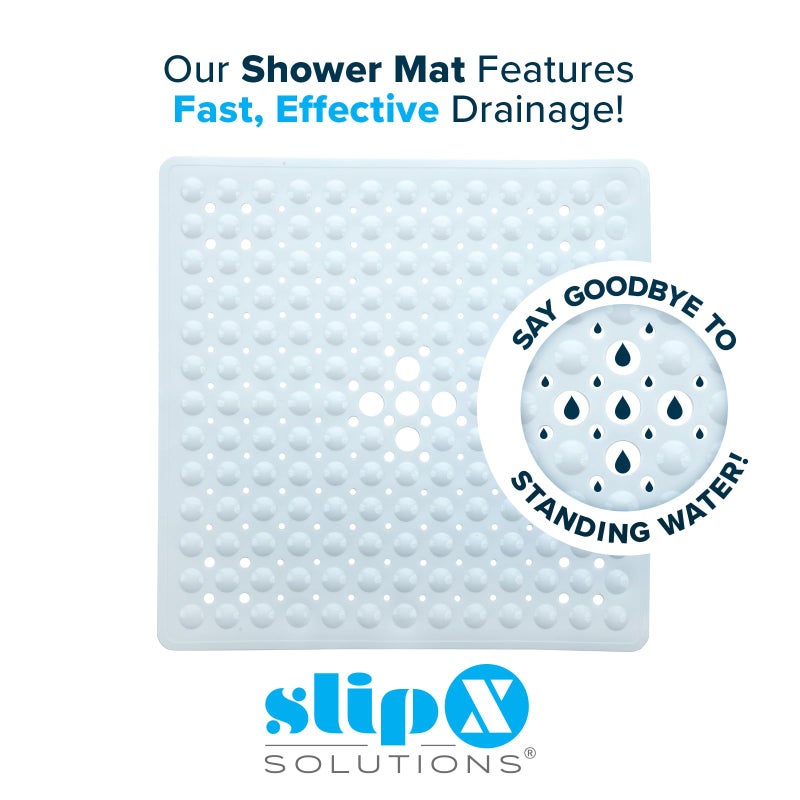 SlipX Solutions Essential Square Shower Mat, 21"x21", Grippy Textured Surface, 25% Stronger Suction Cups, Non-Slip Shower Floor Mat for Bathers of All Ages, Fits Standard Shower Stalls & Tubs, White - Image 5